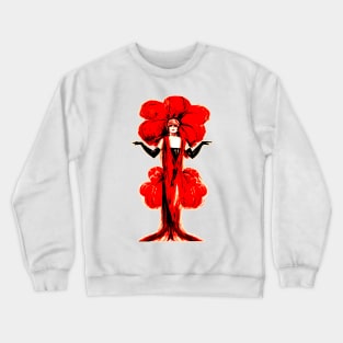 30s flapper girl in red and with black gloves Crewneck Sweatshirt